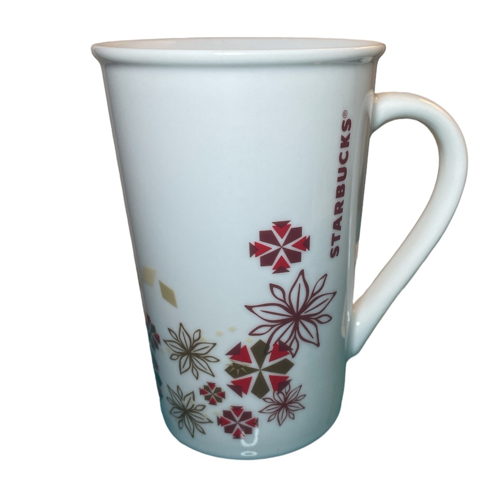Starbucks Holiday Red Gold And White Poinsettia Coffee Tea Mug Holiday 2013